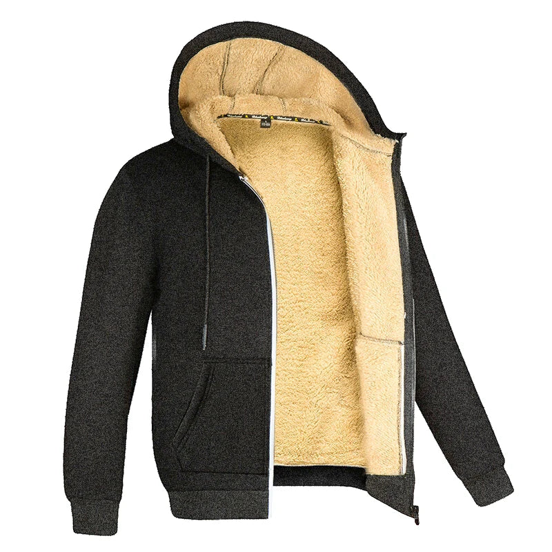Winter Lambswool Coats Thicken Warm Jackets Long Sleeve Zipper Hoodies Casual Sports Fleece Black Coat Hooded Men Women Jacket - Tasawoq