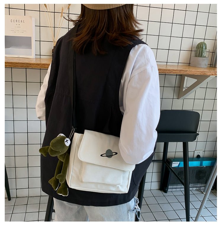 Casual Collage Student Messenger Bag Women Small Bag Canvas Shoulder Bag For Women Print Crossbody Bags Bolsas Sac - Tasawoq