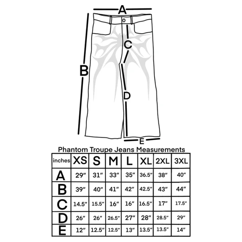 Gothic Retro Oversized Baggy Fit Unisex Mopping Pants Y2K Phantom Jeans High Street Spider Embroidered Patch Hip Hop Streetwear - Tasawoq