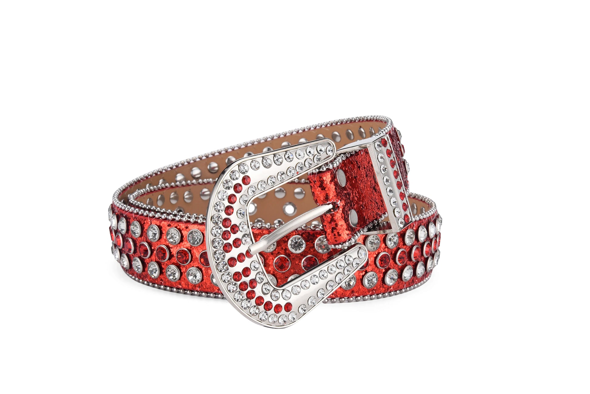 Men's Jeans Rhinestone Large Size Belt Women's Belt Western Denim Shiny Rivet Design Leather HipHop Punk Rock Y2K Style Belt - Tasawoq
