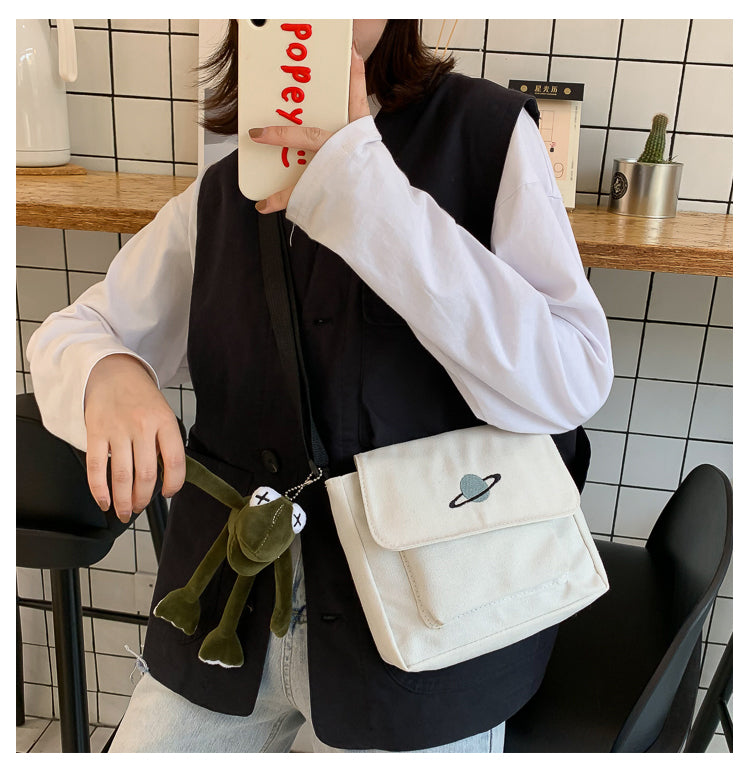 Casual Collage Student Messenger Bag Women Small Bag Canvas Shoulder Bag For Women Print Crossbody Bags Bolsas Sac - Tasawoq