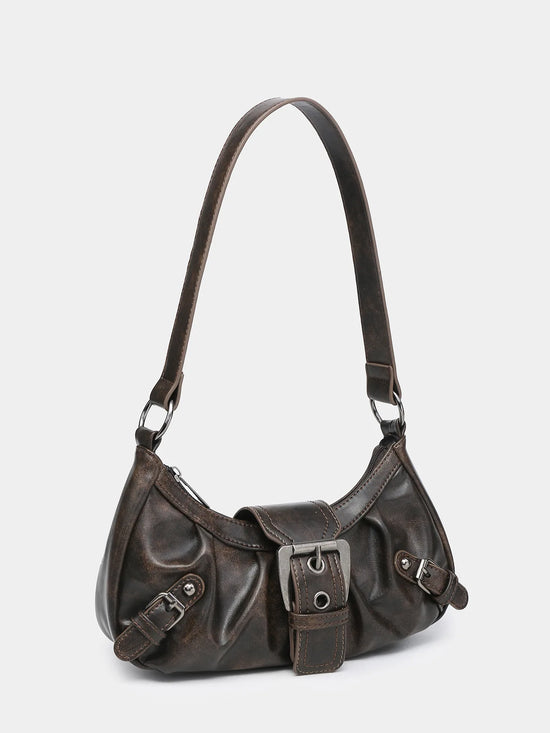 2024 spring hot selling Maillard style retro style small bag spicy girl Y2K wasteland style vintage leather shoulder armpit bag - Tasawoq