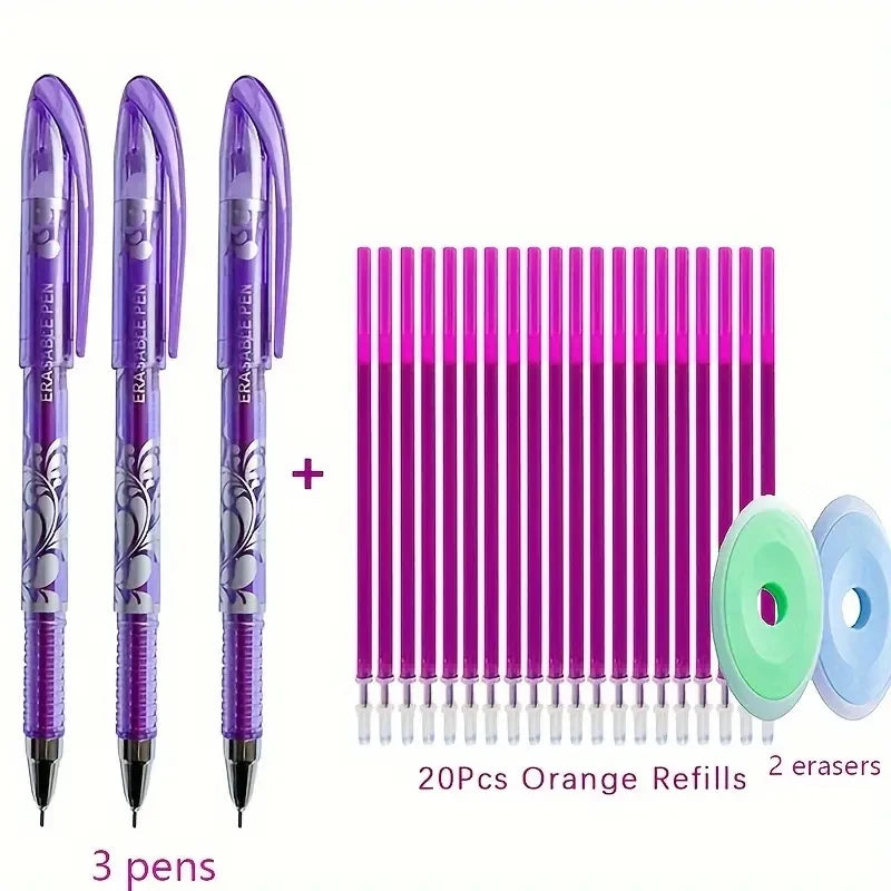 0.5mm Erasable Gel Pen Set 6 Colors Ink Writing Gel Pens Refills Rods Washable Handle for School Office Stationery Supplies