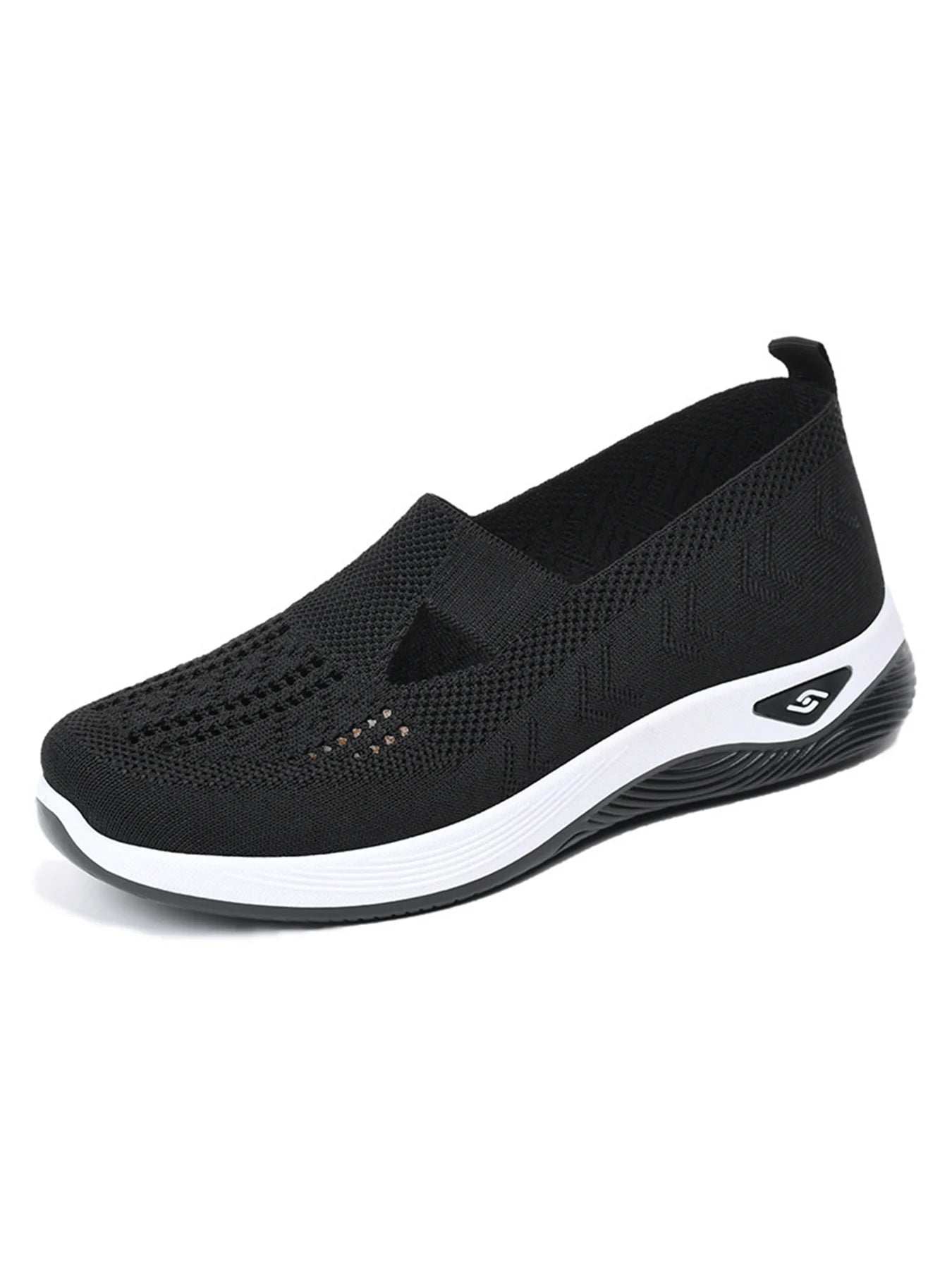 Women's Solid Color Breathable Sneakers, Soft Sole Lightweight Slip On Walking Shoes, Low-top Knitted Casual Shoes - Tasawoq