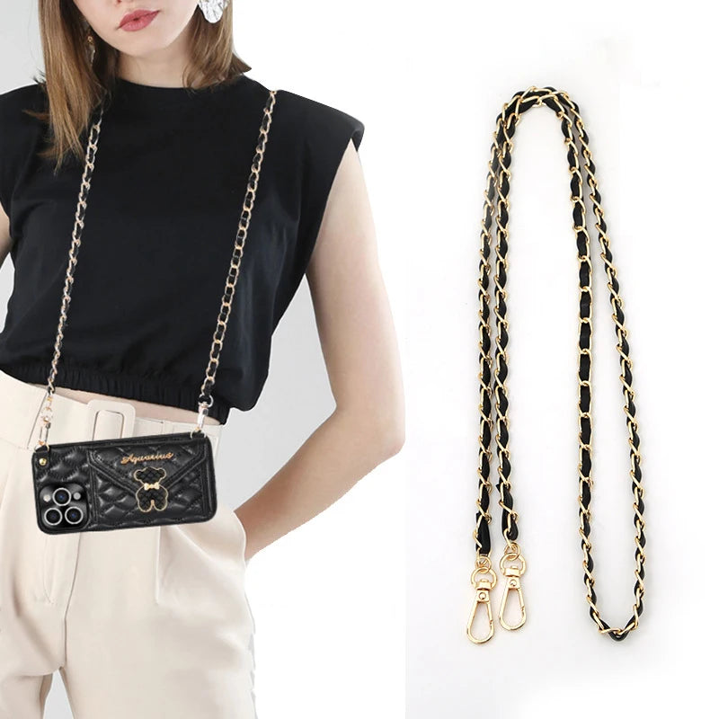 120cm Purse Chain Strap Crossbody Handbag Chains Replacement Leather Shoulder Bag Chain Straps Diy Women Girl Bag Part Accessory - Tasawoq