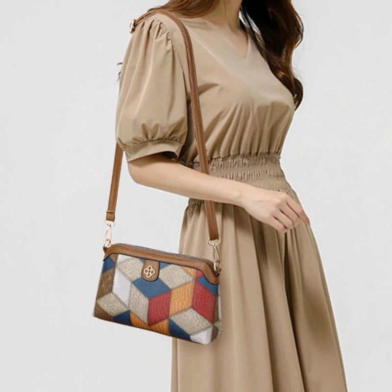 Neutral style backpack for men and women, cross-body bag, small-sized ethnic single shoulder bag, color combination - Tasawoq