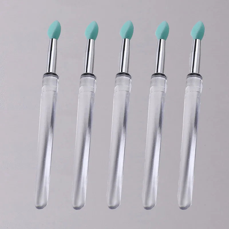 1/3/5pcs Flat Silicone Applicator Sticks Reusable Lip Brush With Cover For Dust Prevention Silicone Nail Powder Applying Tools - Tasawoq