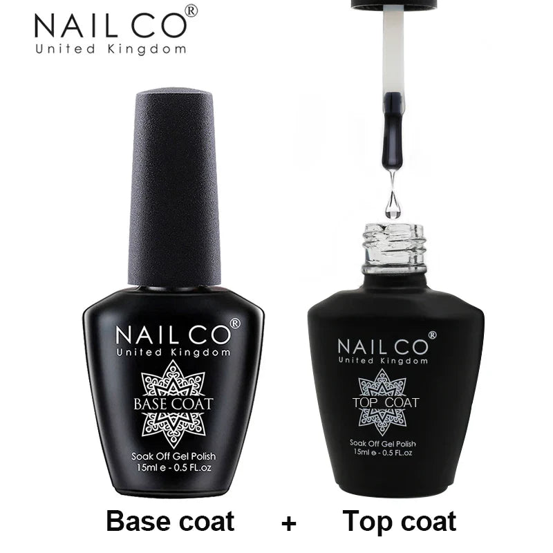 NAILCO 15ml Top Coat And Base Coat Art Design Gel Nail Polish UV Top Base Coat UV LED Soak Off Gel For Nail Decoration Varnish - Tasawoq