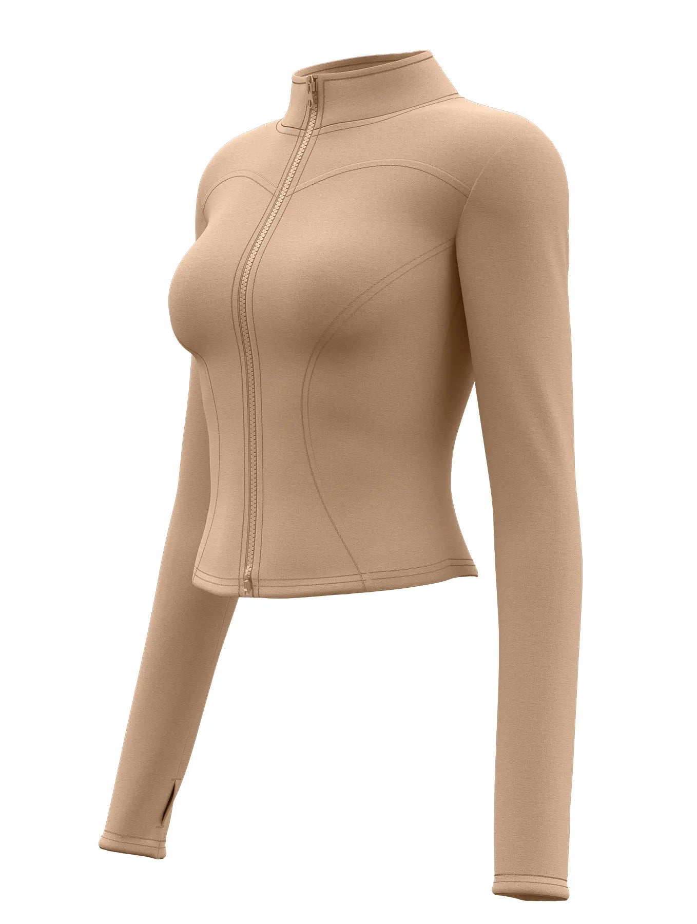 High Quality Waist Slimming Training Tops Women's Tight Stand Collar Full Zipper long Sleeves Fitness Running Yoga shirts - Tasawoq