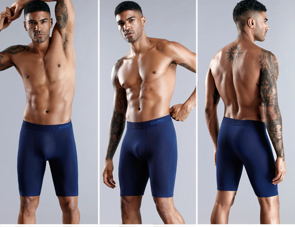 4pcs long boxers for men underwear plus size Men's panties sexy long leg underpants cotton Mens boxer shorts fashion male Trunk - Tasawoq