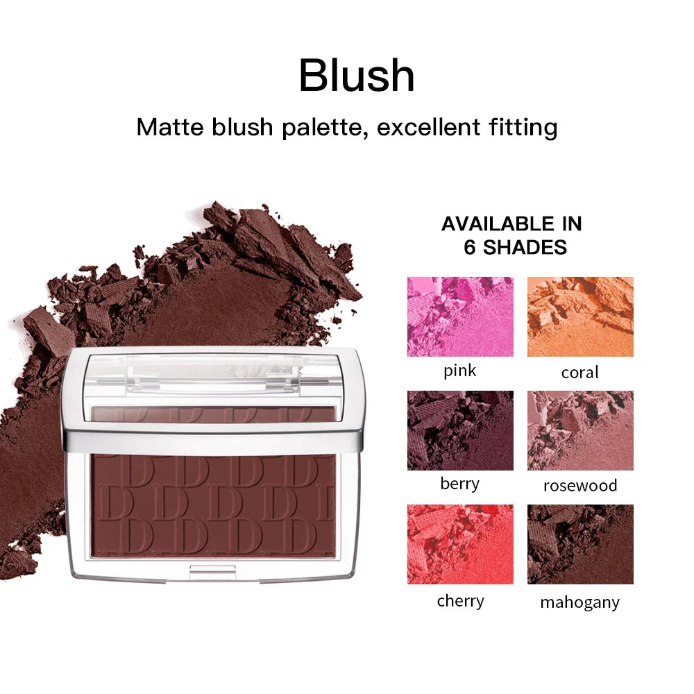 Blush Matte Natural Cheek Tint Brighten Face Waterproof Face Contouring Cosmetics Blush Powder Soft Female Makeup For Cheeks - Tasawoq