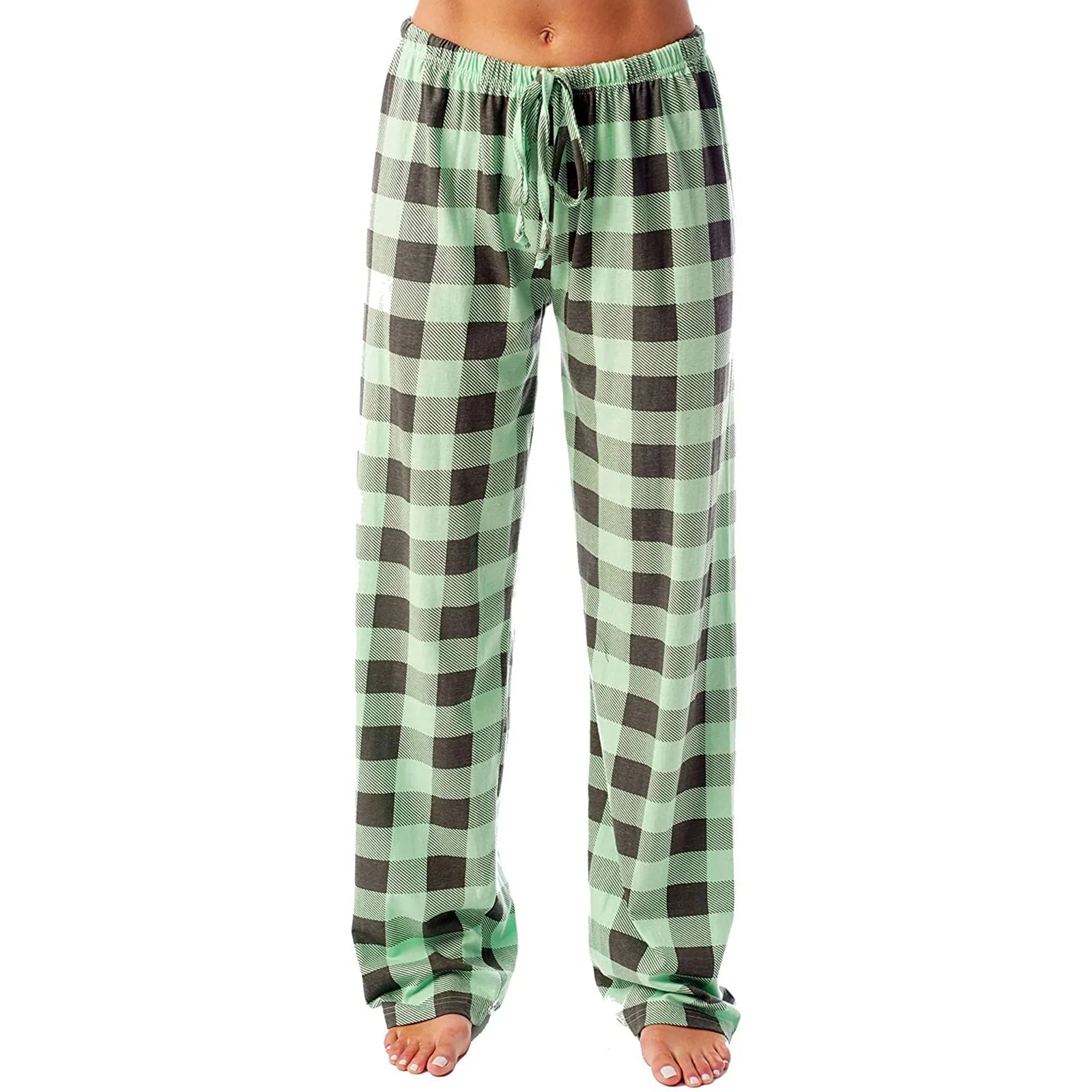 Women Christmas Pajama pants Autumn Winter Plaid Printed Pants Fashion Casual Wide Leg Pants Clothing Streetwear - Tasawoq