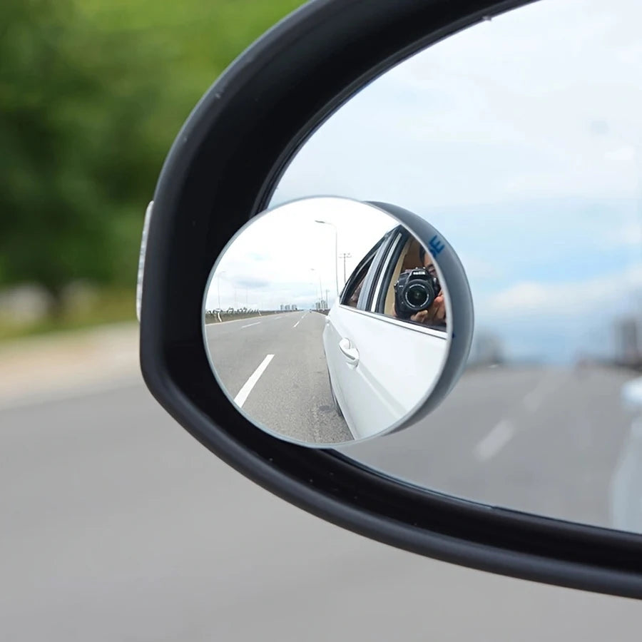 2pcs Fitted Car Blind Spot 360 Degree Swivel Rimless Reversing Aid Mirror