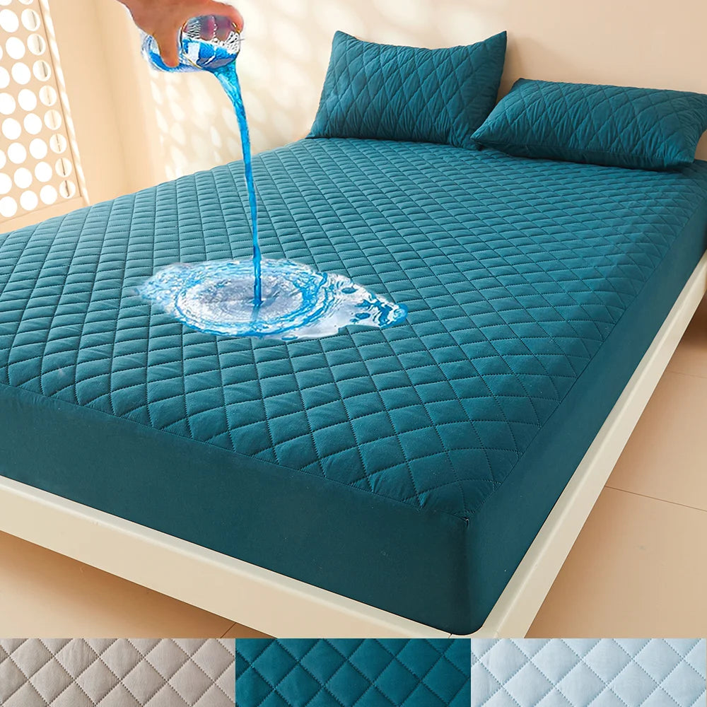 1pc 3D Air Fabric Thick Mattress Cover, 100% Waterproof Mattress Protector, Soft and Breathable Fitted Bed Sheet (No Pillowcase) - Tasawoq