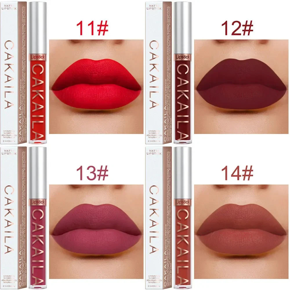 1PC Velvet Matte Lipstick Lip Gloss Light Red Liquid Lip Tint Cream Pigment Long Lasting Silky Texture Lips Women's Cosmetics - Tasawoq