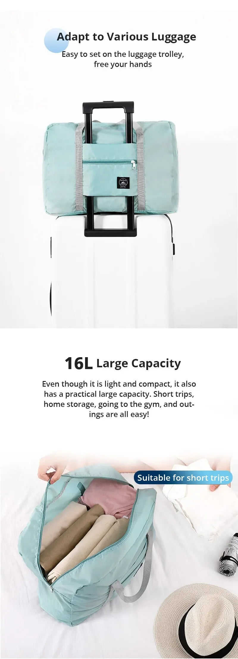 2 Pack Foldable Travel Duffel Bag for Airlines Carry on Bag Weekender Overnight Hospital Tote Bag Gym Duffel Bag Women Men - Tasawoq