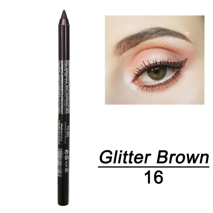 14-Color Colourful Eyeliner Pen, High Pigmented Pearly Shimmer Metallic Smokey Punk Gothic Style Eyeliner, Long Lasting Waterpro - Tasawoq