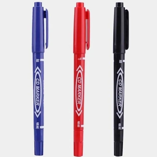 10Pcs/set Double Tip Art Black Blue ink Permanent Paint Marker Pen for Plastic Wood Stone Metal Glass Doodling Marking Graffiti