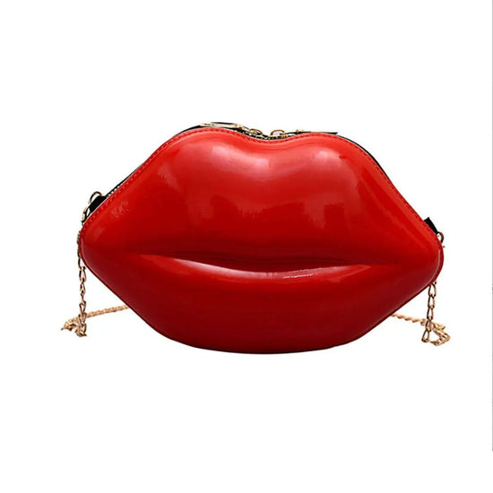 1pc Niche Red Lip Shaped Chain Bag, Novelty Mini Shoulder Bag, Women's Stylish Zipper Bag - Tasawoq