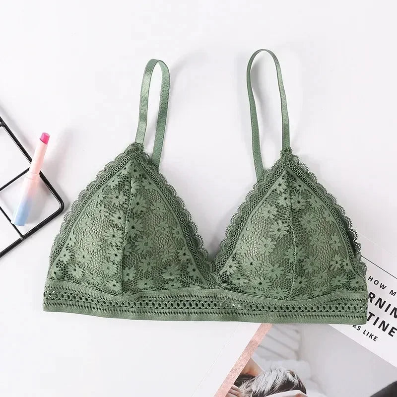 Sexy Floral Lace Bra Top For Women Push Up Female Lingerie breathable Bralette Removable Pad Thin Fashion New Wireless Bras - Tasawoq