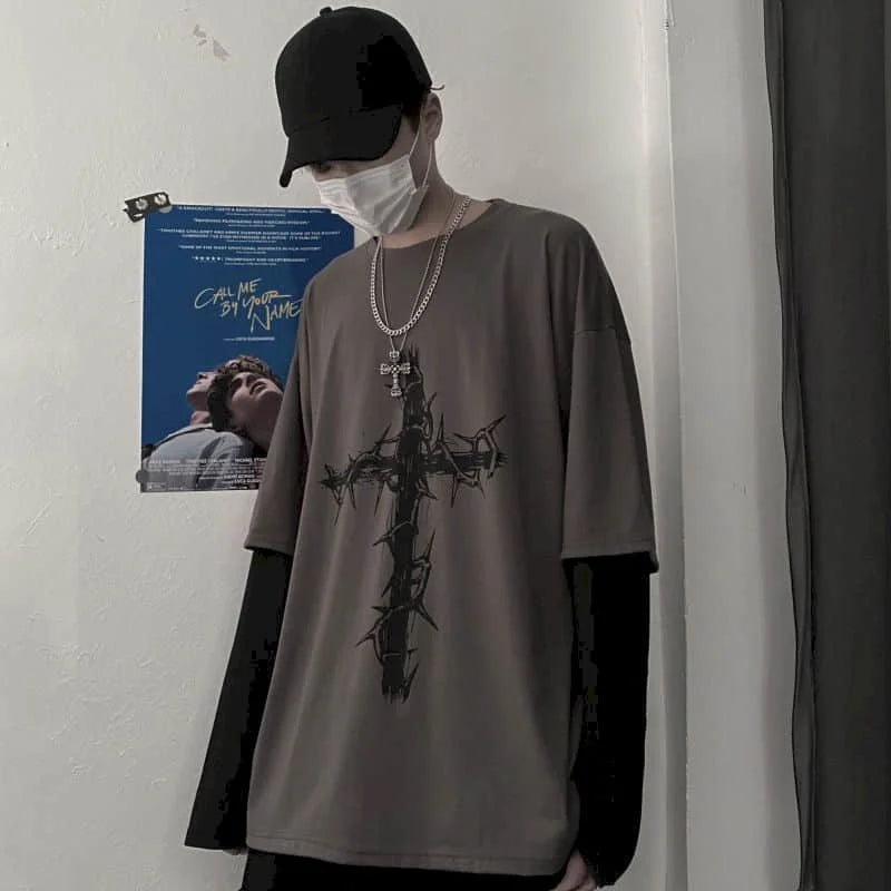 Men T Shirts autumn men Clothes anime casual Long Sleeved Oversized Y2K T-Shirt Harajuku Streetwear Academia Hip Hop tee tops - Tasawoq