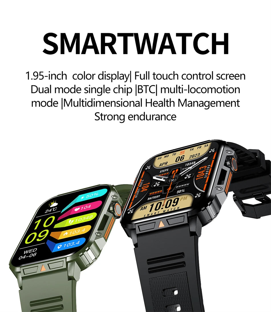 Military Outdoor GPS Sports Smart Watch Men 1.95 inch Heart Rate Blood Oxygen Bluetooth Call SmartWatches Men's For Android IOS - Tasawoq