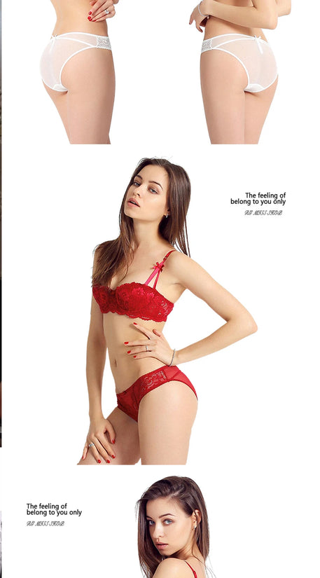 1/2 Half Cup Bras For Women Plus Size Lingerie Red Thin Underwear Cotton Sexy Push Up Balconette Bra Top Black White A B C D Cup - Tasawoq