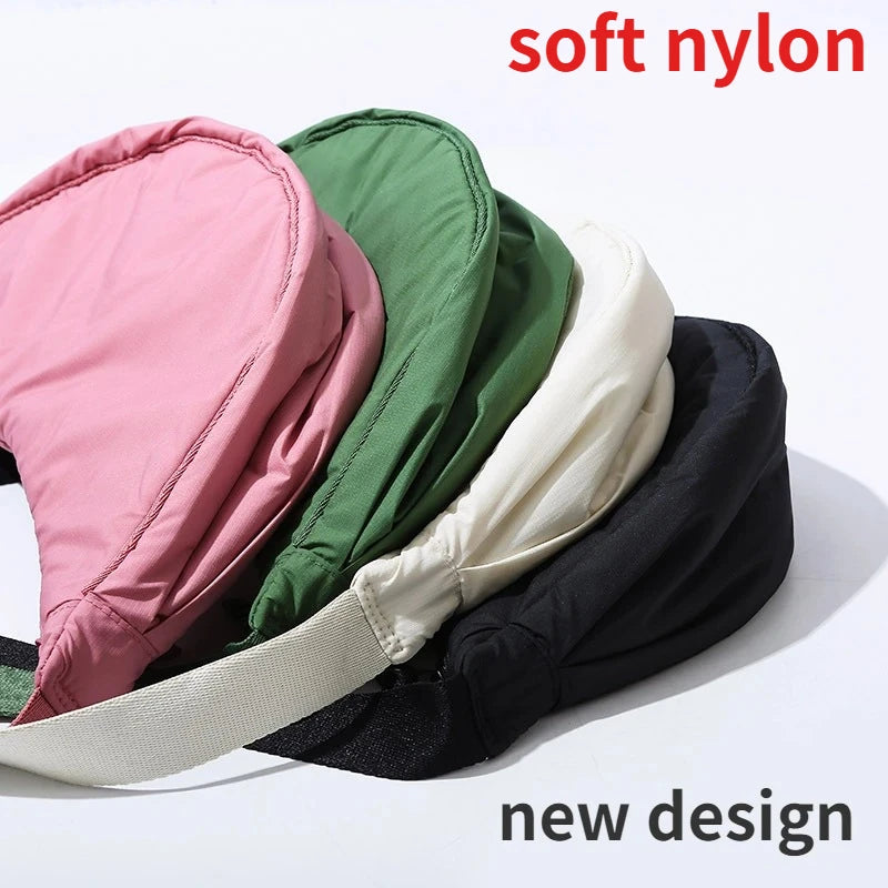 Solid Color Women's Portable Shoulder Bag Simple Female Nylon Cloth Padded Crossbody Bags Travel Purse Handbags Messenger Bag - Tasawoq
