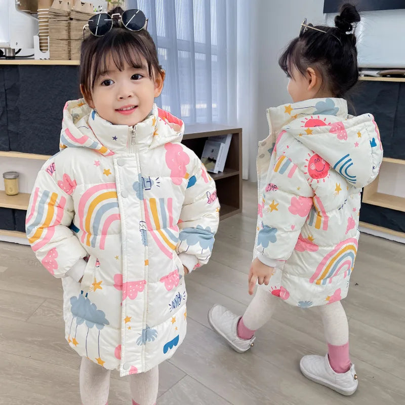 New Girls Boys Down Jacket Winter Coats Children Clothes Hooded Windbreaker Coat For Kids 2-7 Years Cotton Warm Outerwear - Tasawoq
