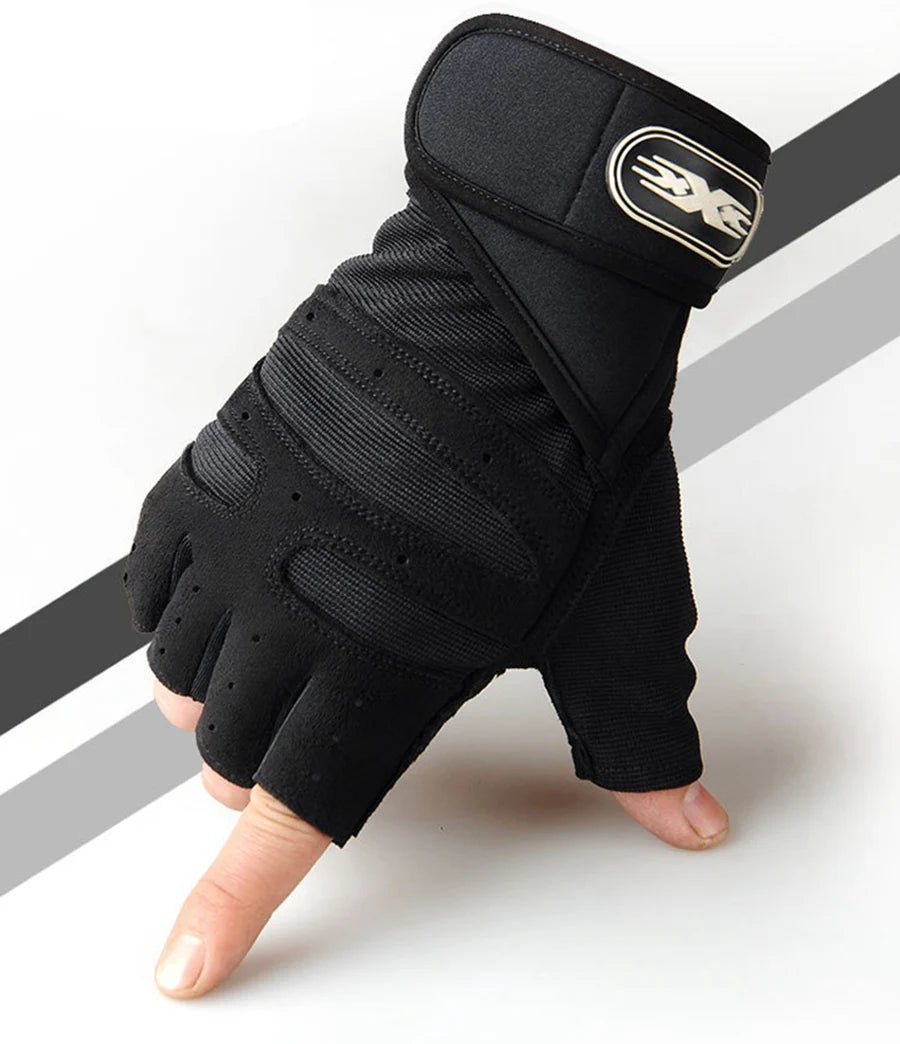Workout Gloves for Men Women Half Finger Glove with Wrist Wrap for Sport Weight Lifting Training Bicycle Motorcyclist Gym Glove - Tasawoq