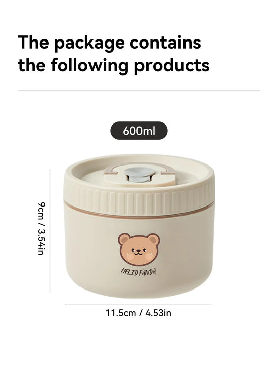 WORTHBUY Cute Bear 304 Stainless Steel Thermal Lunch Box For Kids Adults Portable Microwave Bento Box Leak Proof Food Container