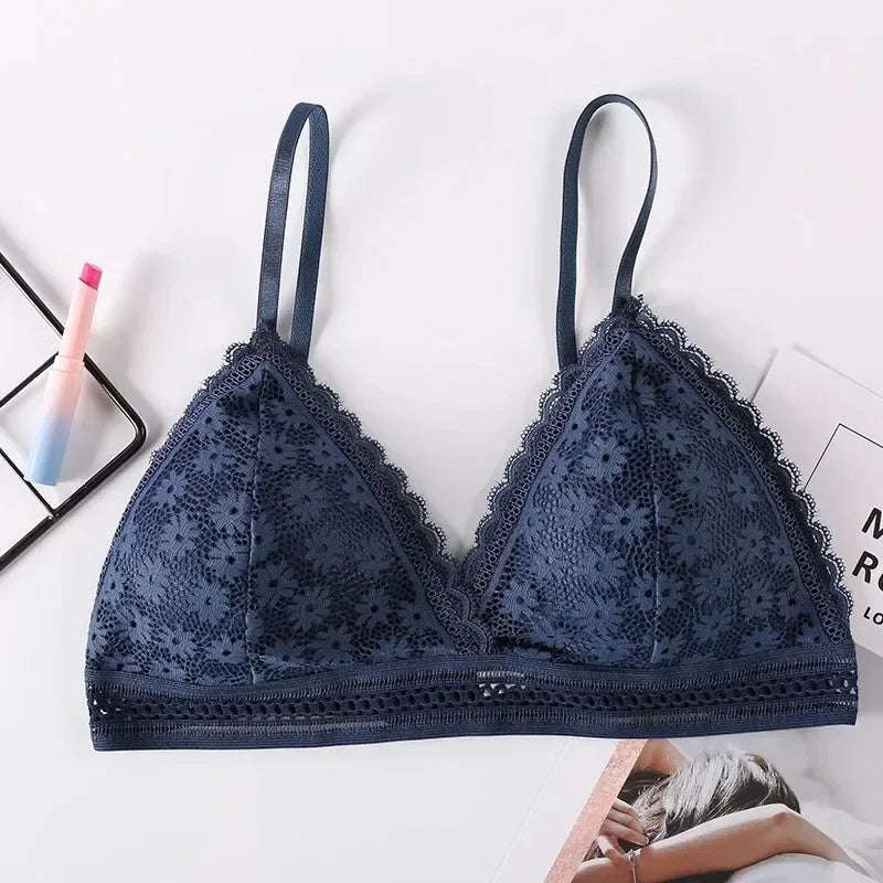 Sexy Floral Lace Bra Top For Women Push Up Female Lingerie breathable Bralette Removable Pad Thin Fashion New Wireless Bras - Tasawoq