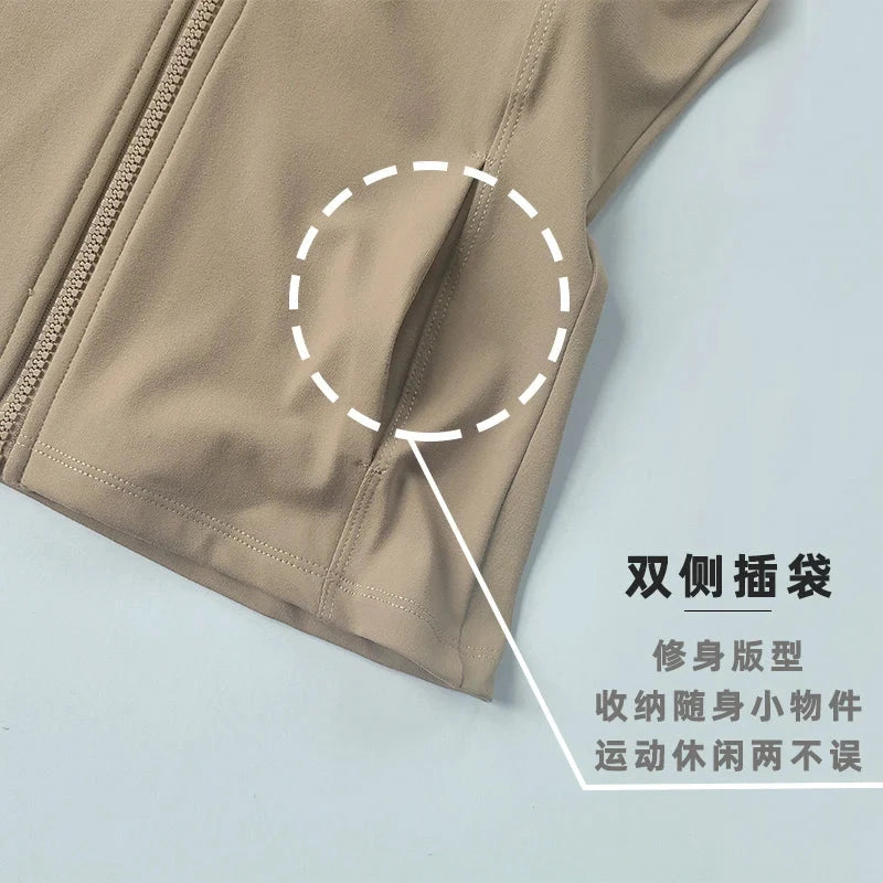 Women Sports Jacket Zip Fitness Yoga Shirt Workout Running Coats Warm Gym Long Sleeve Top Cardigan Slim Tight Jacket Activewear - Tasawoq