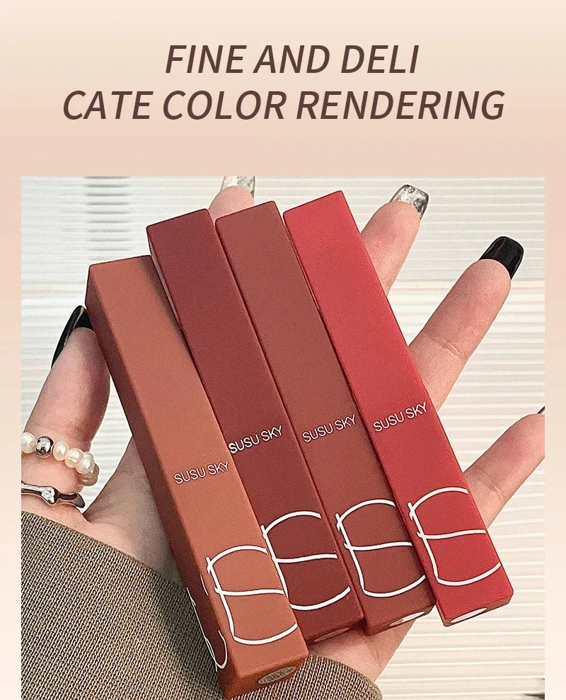 TX010Thin Tube Matte Lipstick, Waterproof and Sweatproof, Does Not Fade Or Remove Makeup, Can Be Used on Both Lips and Cheeks - Tasawoq
