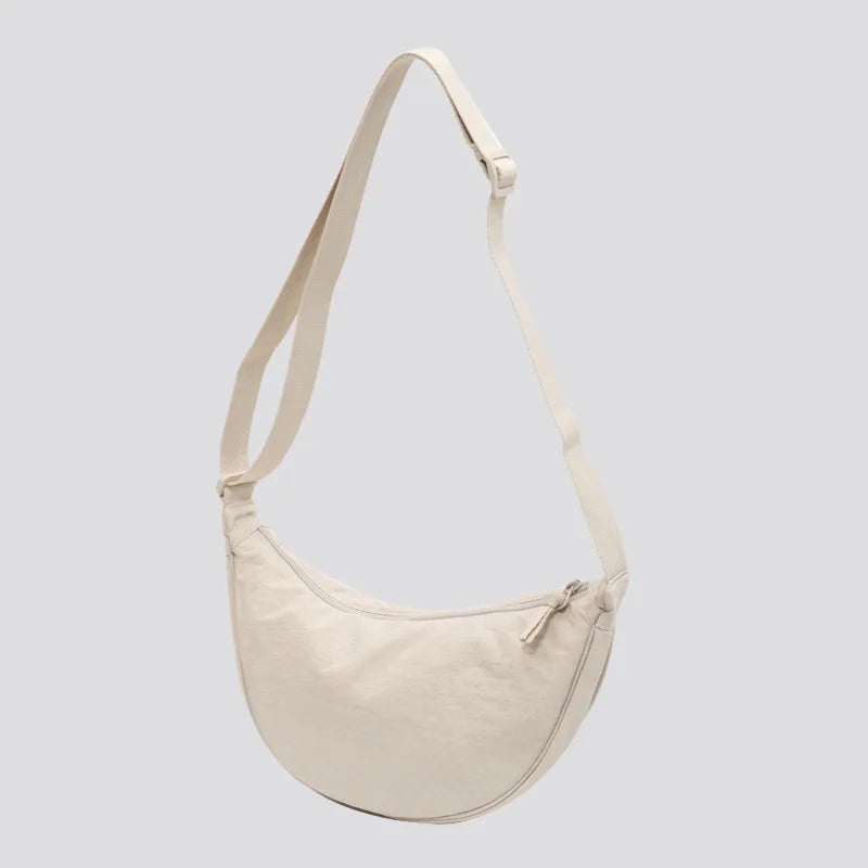 Solid Color Women's Portable Shoulder Bag Simple Female Nylon Cloth Padded Crossbody Bags Travel Purse Handbags Messenger Bag - Tasawoq