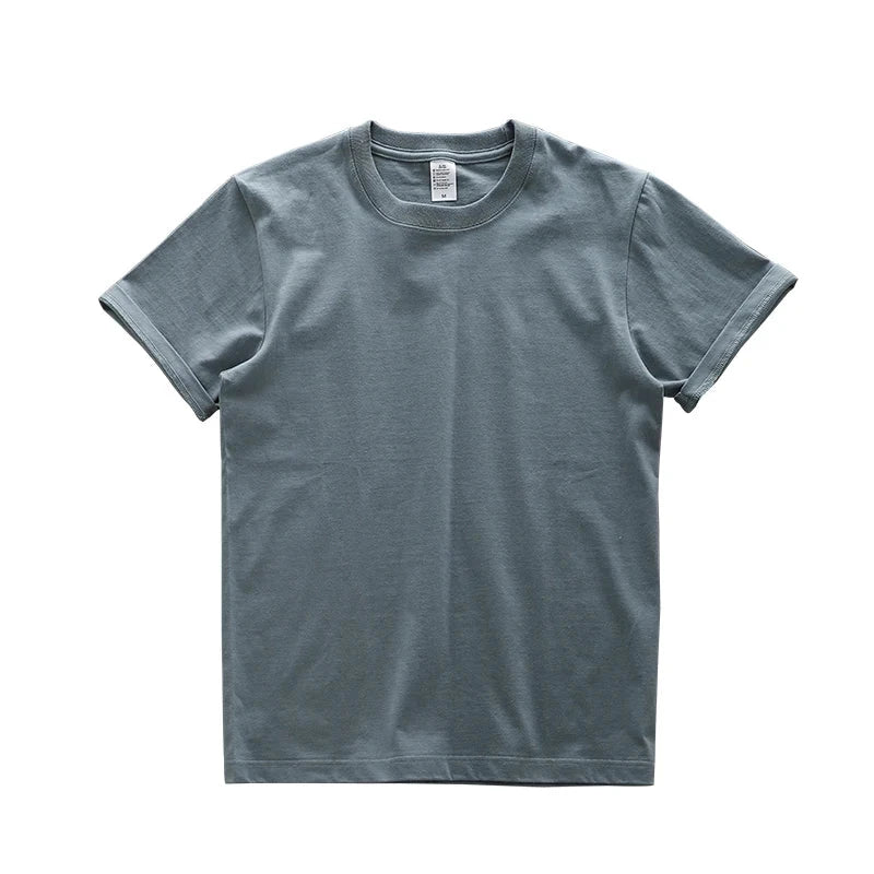 Dukeen 280gsm Oversized Heavy T-Shirt for Men Summer Short Sleeve Tee Cotton Solid Color Top Casual T Shirts One Piece - Tasawoq