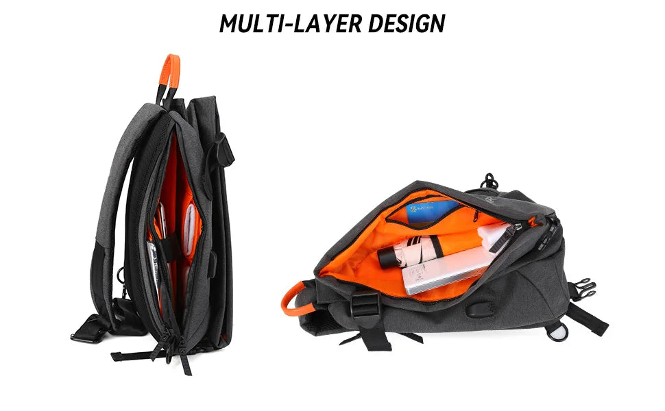 Anti-Theft Crossbody Sling Bag for Men Women,Small Backpack One Shoulder Bag, Chest Bag Sling Backpack for Hiking Biking Travel - Tasawoq