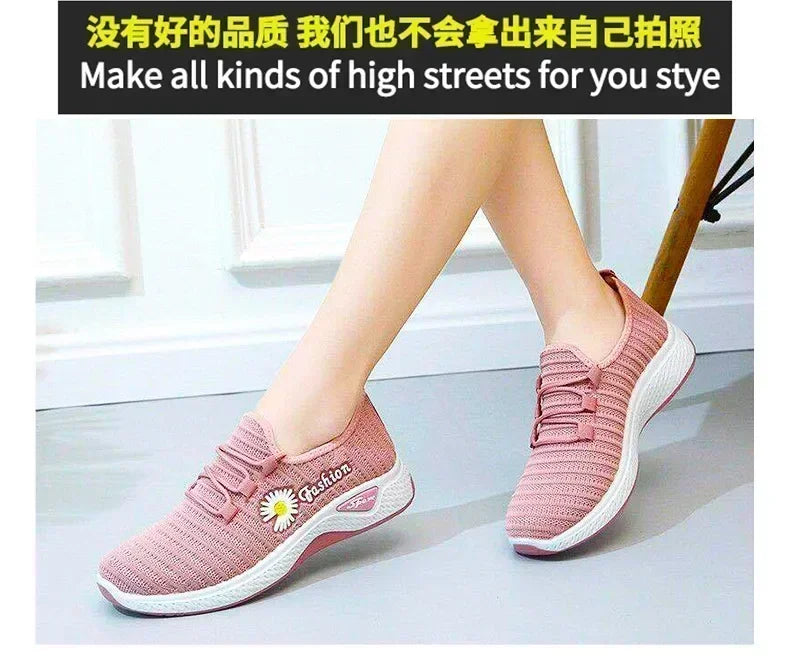 Adult sneakers, women's light running shoes, net shoes, comfortable soft soled sneakers, women's breathable casual single shoes - Tasawoq