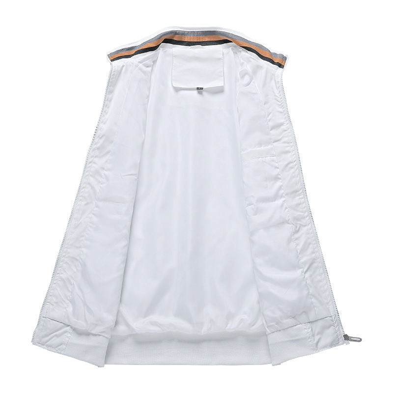 Autumn and Winter Men's Stand Collar Casual Zipper Jacket Outdoor Sports Coat Windbreaker Jacket for Men Waterproof Bomber - Tasawoq