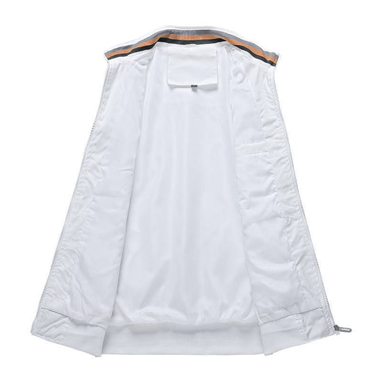 Autumn and Winter Men's Stand Collar Casual Zipper Jacket Outdoor Sports Coat Windbreaker Jacket for Men Waterproof Bomber - Tasawoq