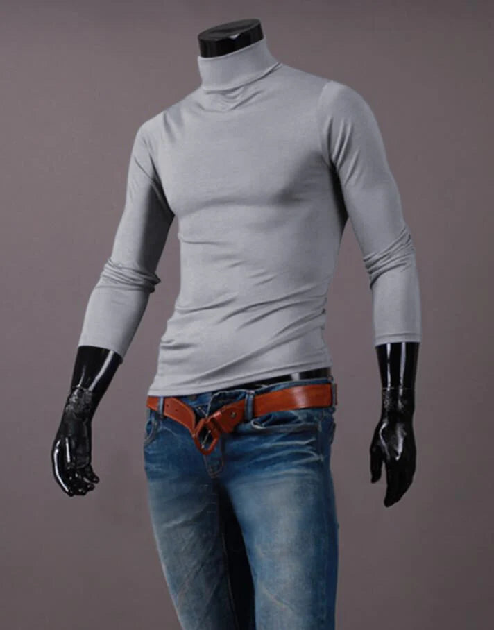 Thermal Underwear Tops Men Winter Clothes Thermal Shirt Autumn Men's Winter Tights High Neck Thin Slim Fit Long Sleeve T-shirt - Tasawoq