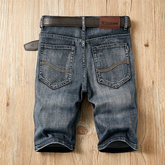 Summer Shorts Jeans Men Denim Pants Stretch Dark Blue Fashion Design Men's Jeans Slim Straight Male Short Jeans Hombre - Tasawoq