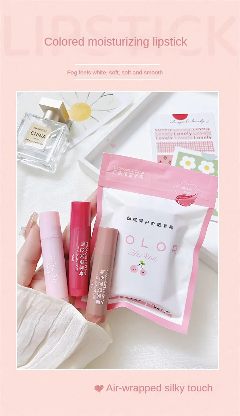 Colored Lip Balm Cute Moisturizing Lip Tint Long Lasting Waterproof Change Color Lipstick for Women Girls Lips Make Up Cosmetics - Tasawoq