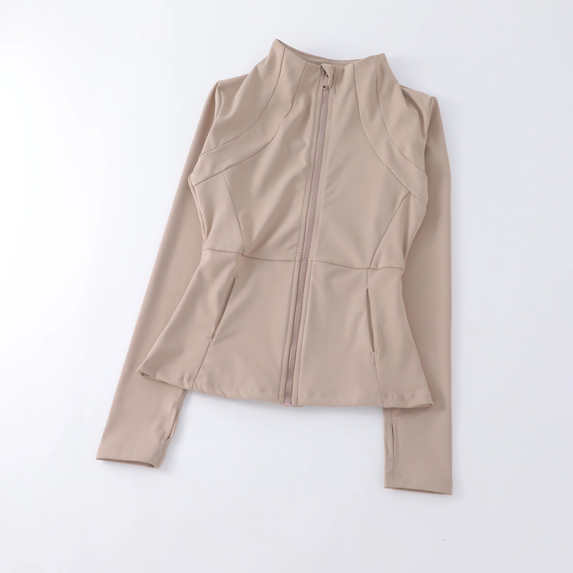 New yoga wear ladies coat round high elastic loose exercise yoga fitness long sleeve stand-up collar yoga tops - Tasawoq