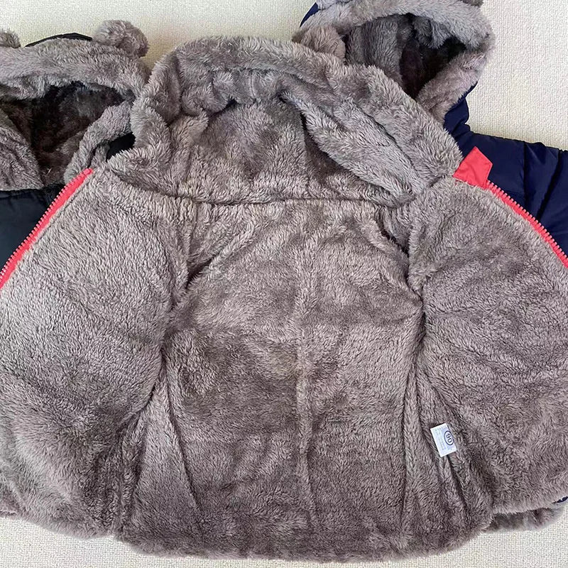 Baby Boys Girls Jacket Hooded Cotton Outerwear Children's Thick Fleece Coat Cashmere Padded Jackets Winter Boys Girls Warm Coats - Tasawoq