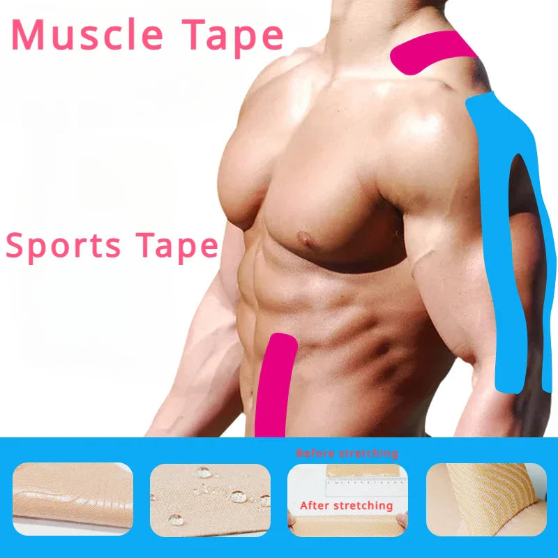 Sports Waterproof Kinesiology Tape Stickers Athletic Bandage Muscle Recovery Protector Strapping Pain Relief Tennis Gym - Tasawoq
