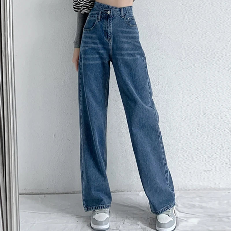 ZOENOVA Jeans Women Wide Leg Pants Mom Femme Black Blue Jeans High Waist Woman Trousers 2023 Clothing Pantalones Spodnie Damskie - Tasawoq