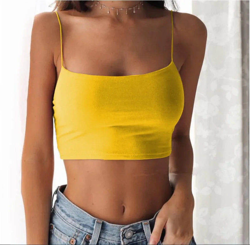 Sexy Sleeveless Vest Corset Crop Top Women Aesthetic Clothing Summer Y2k Streetwear White Black Yellow Red Tank Top for Womens - Tasawoq