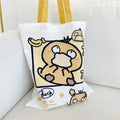 Anime Pokemon Pikachu Canvas Shoulder Bags Psyduck Squirtle Ladies Casual Handbag Reusable Large Capacity Women Shopping Bag - Tasawoq