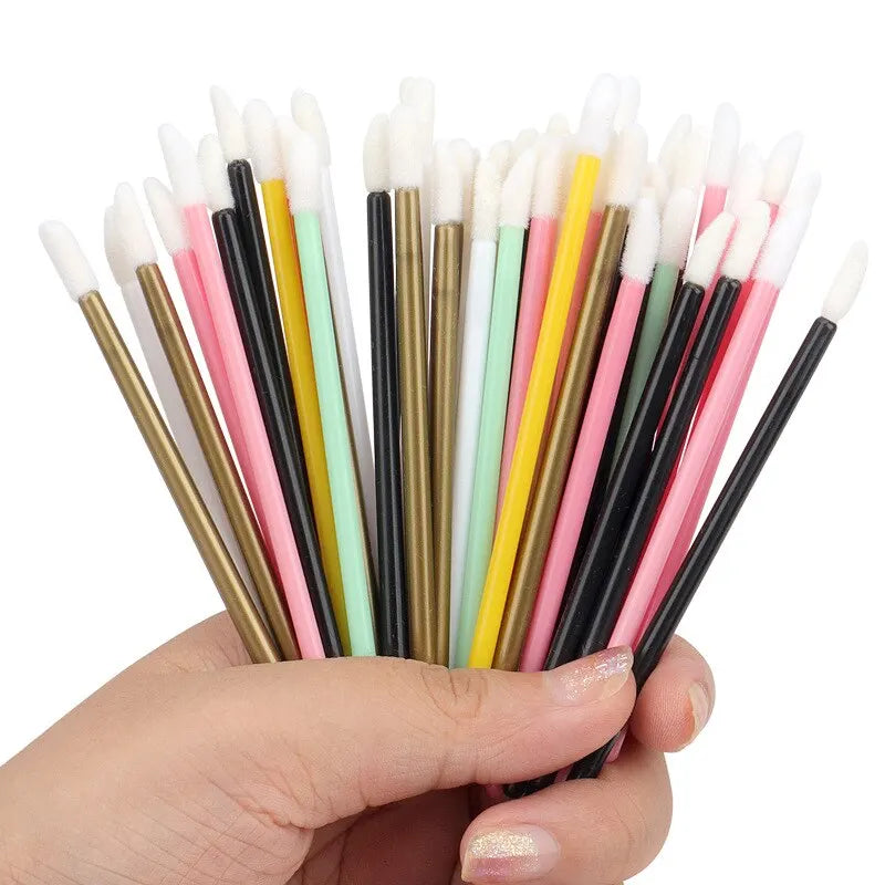 50 Pcs Disposable Lip Brush Makeup Tools Hollow Lip Wands Nylon Lip Gloss Stick Applicator Lipstick Wands Set Cosmetic Tools - Tasawoq